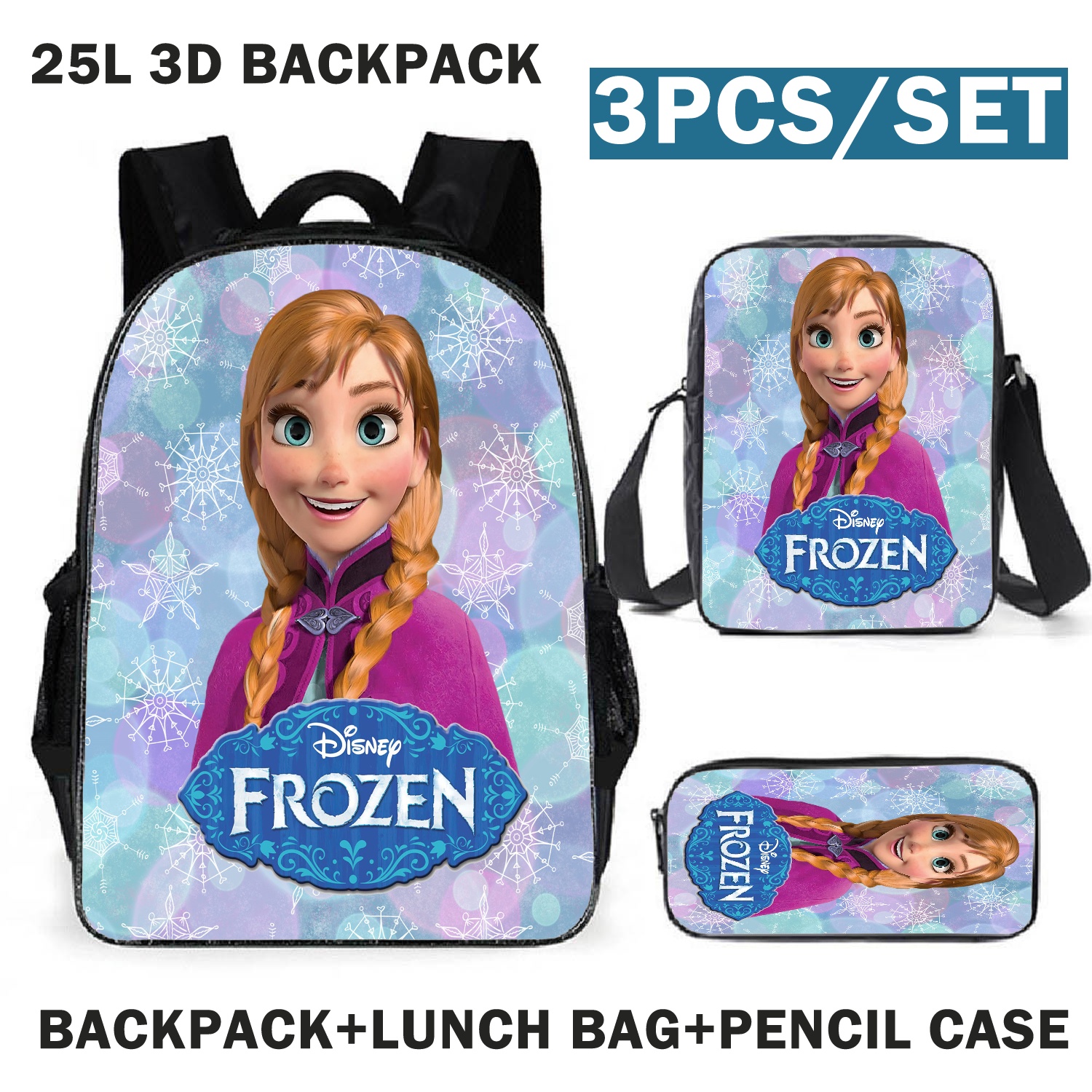 3 Pcs Frozen Elsa Olaf Backpacks For Middle School,Kids Backpack
