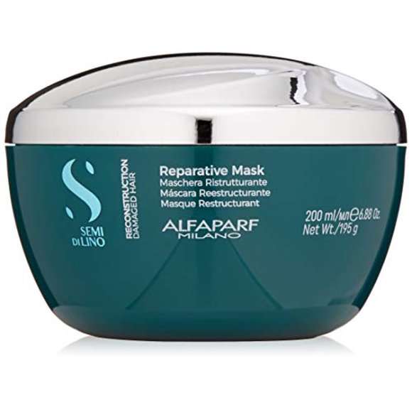 Alfaparf Milano Semi Di Lino Reconstruction Reparative Mask for Damaged Hair Sulfate Free - Safe on Color Treated Hair - Paraben and Paraffin Free - Professional Salon Quality 6.88 Fl Oz