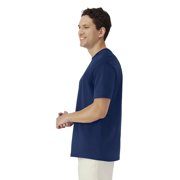 Gildan Light Cotton Men Crewneck T-Shirt, Short Sleeve Modern Classic Fit 6 Pack Navy Tee Bulk, S