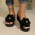 thumbnail image 2 of Women's Wedge Slide Sandals Casual Floral Decor Thick Sole Platform Wedge Heel Open Toe Summer Beach Slide Sandals for Women, 2 of 10