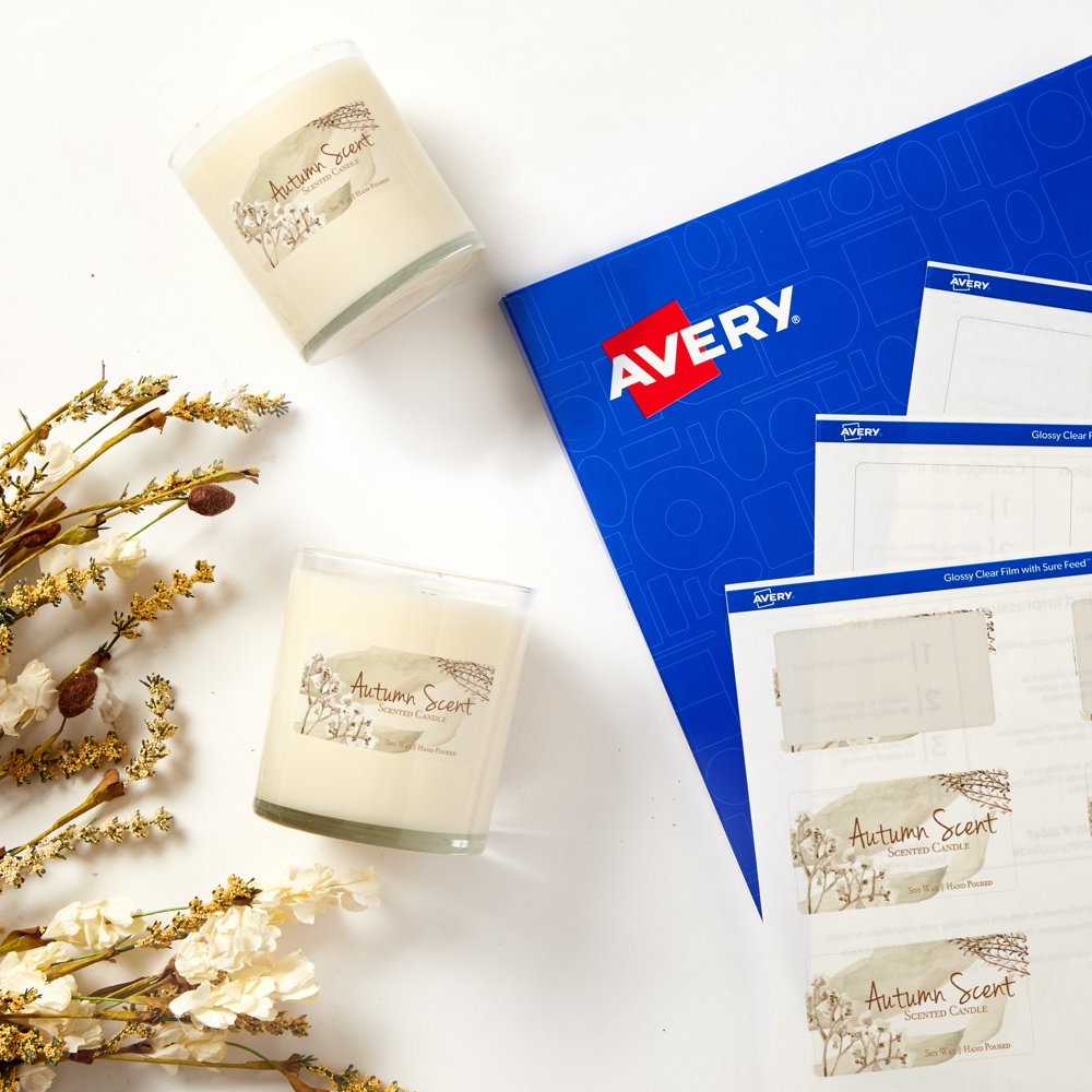 Avery Glossy Clear Rectangle Labels with Sure Feed, 1.5" x 2.75", 250