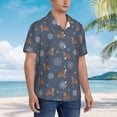 thumbnail image 3 of Pofeuu Squirrel And Snowflakes Print Hawaiian Shirt for Men Sleeves Casual Button Down Summer Beach Dress Shirts T-Shirts,Medium, 3 of 7