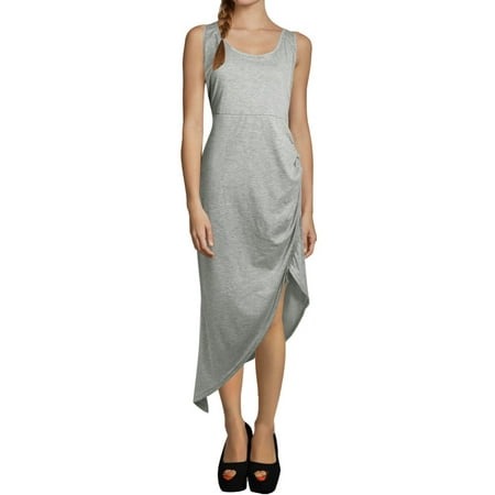 Embellished Neck Asymmetric Hem Sleeveless Tunic Dress | Chiffon tunic dress Suits Round Neck Slit Plain Sleeveless Jumpsuits teen