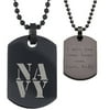 NAVY Engraved Military Black Stainless Steel Dog Tag Pendant