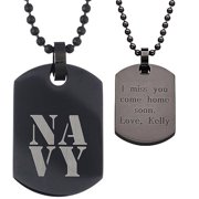 NAVY Engraved Military Black Stainless Steel Dog Tag Pendant