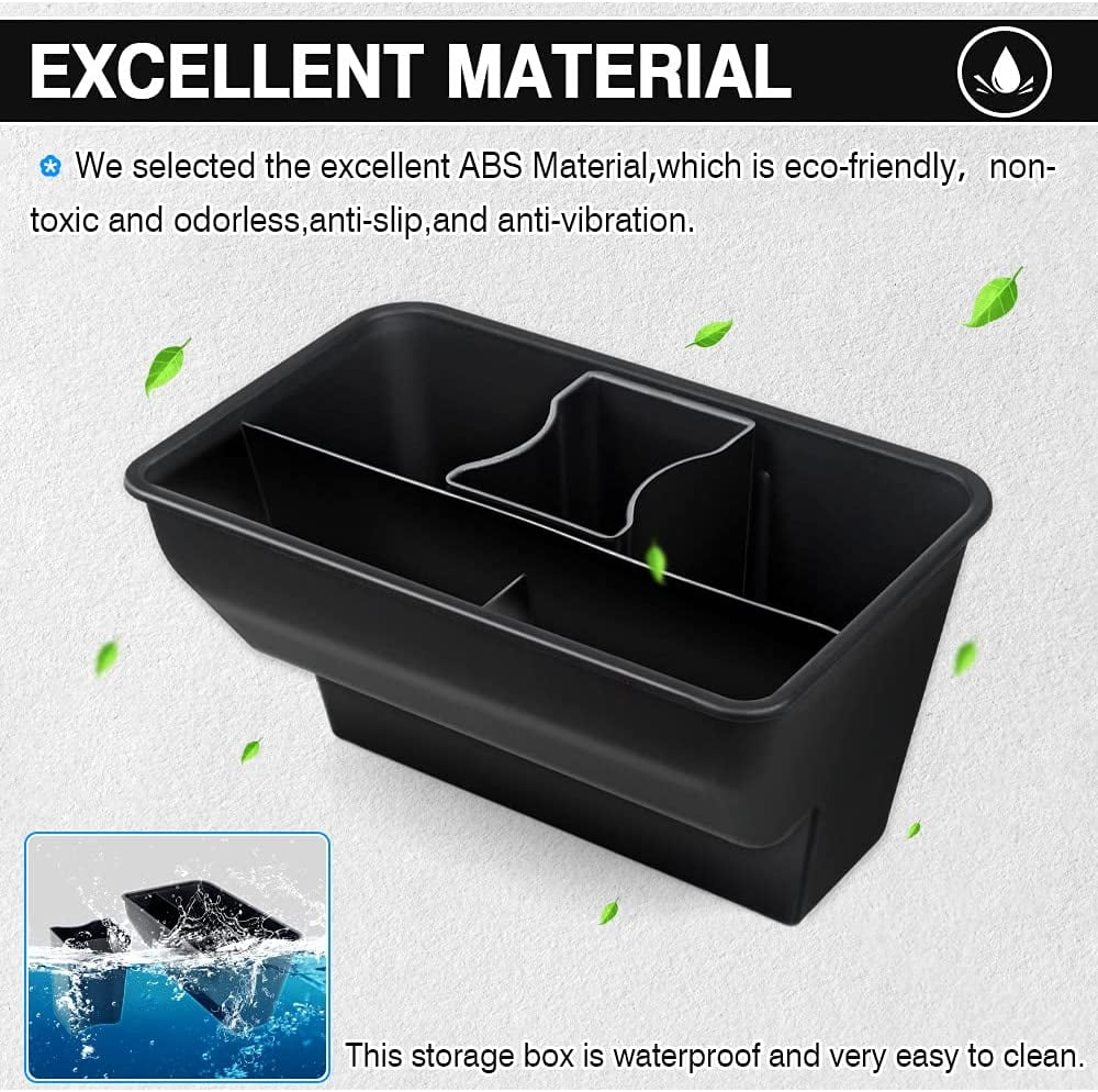 MJMJ Rear Center Console Organizer for Tesla Model Y 2020-2024 2025 Accessories 2nd Row Back Seat Storage Box Under Seat Rear Middle Air Outlet Trash Can Container Bin ABS Black(Not for Juniper)