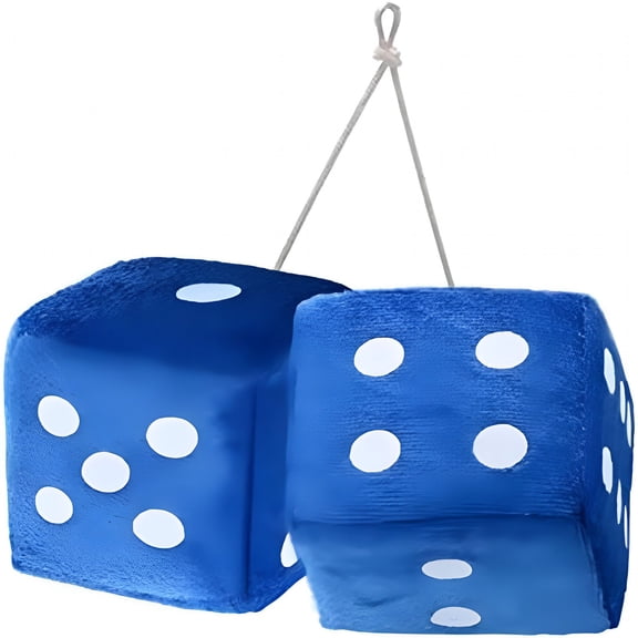 BESTSKY Blue Teal 3" Square Hanging Dice-Soft Fuzzy Decorative Vehicle Hanging Mirror Dice with White Dots
