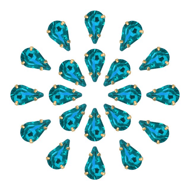 Unique Bargains 20Pack Teardrop Sew on Rhinestone - 8x5mm Glass Teardrop Crystal Rhinestones in Gold Prong Setting (Lake Blue)