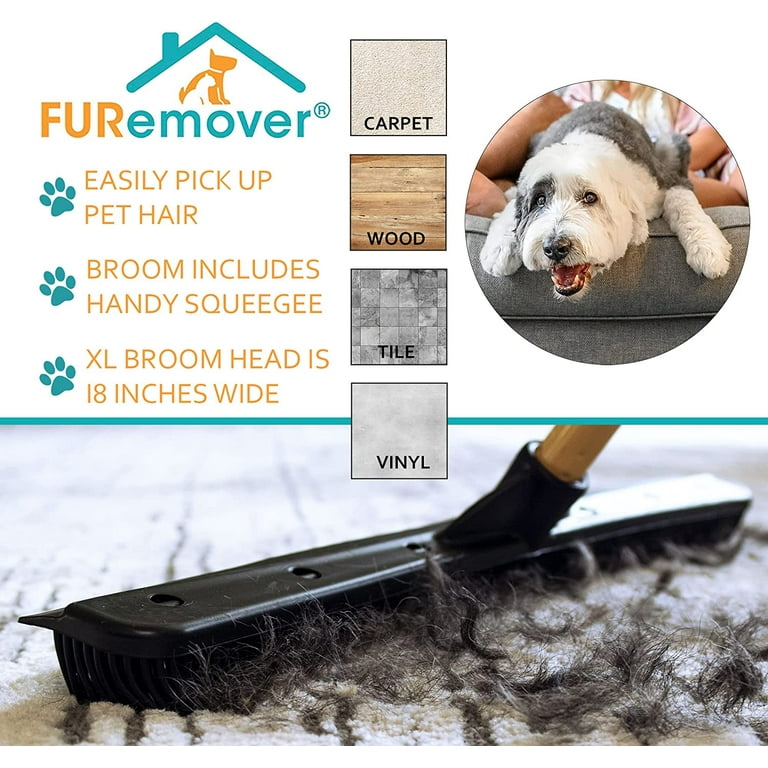 FURemover Broom, Pet Hair Removal Tool with Squeegee & Telescoping Han –  Refined Carpet