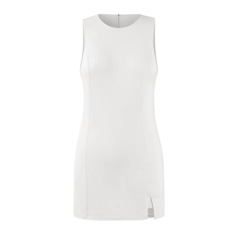 Xyxonk Golf Dresses for Women Summer Workout Activewear Dress with Built in  Shorts Sleeveless Slit Solid Color Athletic Dress Cute Tennis Dresses Beige  XL - Walmart.com
