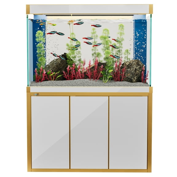 Aqua Dream 175 Gallon Tempered Glass All-in-one Aquarium White and Gold