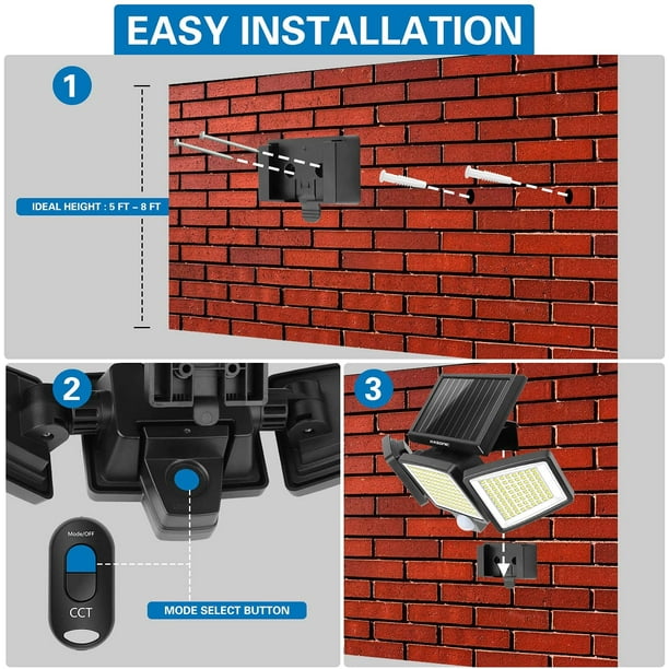 2 Pack KASONIC Solar Light Outdoor, 264 LED 2500LM Cordless Solar