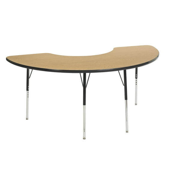 Half Moon 36"x72" Table & Four 18" Chairs-Color:Oak/Black,Leg Option:Standard Swivel