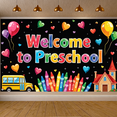 thumbnail image 3 of Welcome Preschool Party Decoration Banner Colorful Balloon Crayon Theme Backdrop Sign Photo Prop School Event Kids Celebration Classroom Anniversary Decoration, 3 of 4