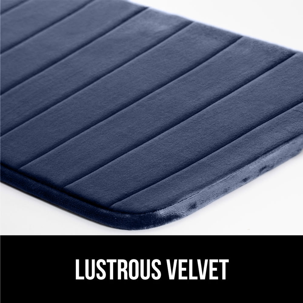 GORILLA GRIP Bathroom Rug, Soft Absorbent Memory Foam Shower Floor Mat, 36x24 Navy Blue