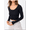 Black, variant on SEARIPE Women Slim Ribbed Knit Scoop Neck Crop Tee Long Sleeve Solid Crop Tops Sexy Fitted Cozy Khaki L