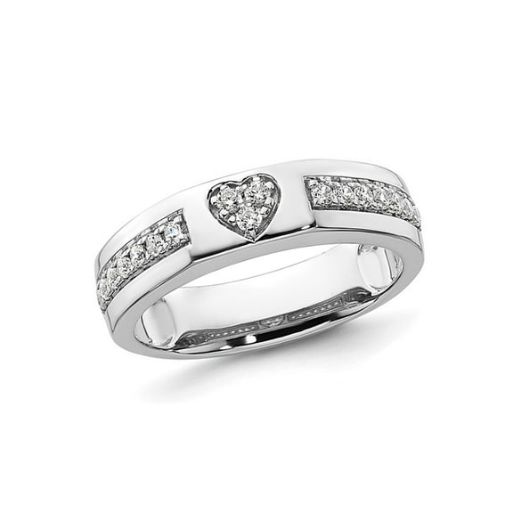 14K White Gold Heart Diamond Band Ring 1/4 Carat (Ctw)