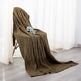 thumbnail image 5 of Ntbay 100% Cotton Cable Knit Throw, Super Soft Warm Knitted Blanket Home Decor, 68"x90", Brown, 5 of 5