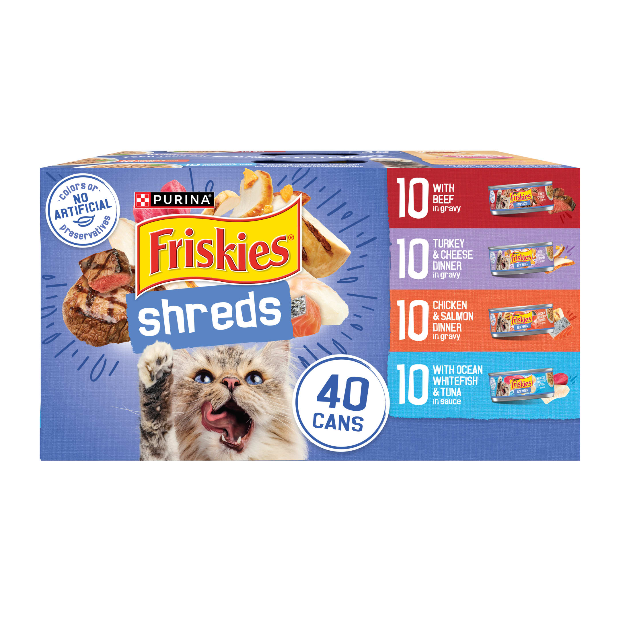 Purina Friskies Shreds Gravy Variety Pack, Wet Cat Food, 5.5 oz Cans