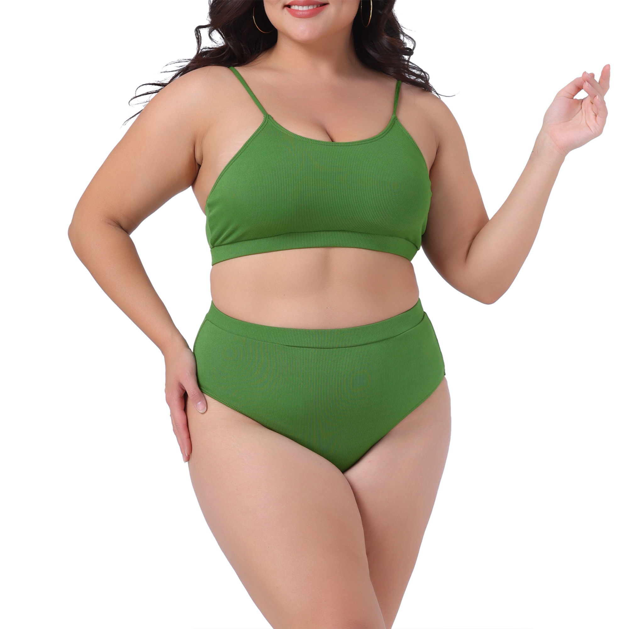 DARING DIVA Plus Size Two Piece Swimsuit for Women Scoop Neck 3X Green