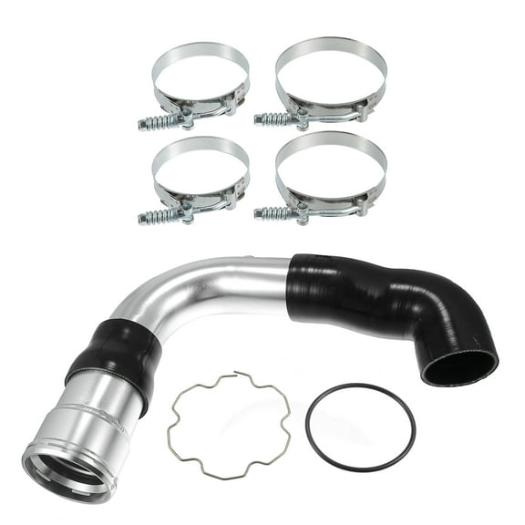 1 Set Cold Side Intercooler Pipe Upgrade Kit for Ford F250 F350 F450 6.7L Metal Rubber Silver Tone Black