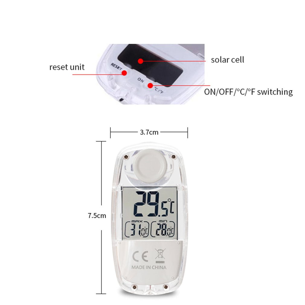 LCD Digital Solar Power Window Thermometer Temperature Meter Solar