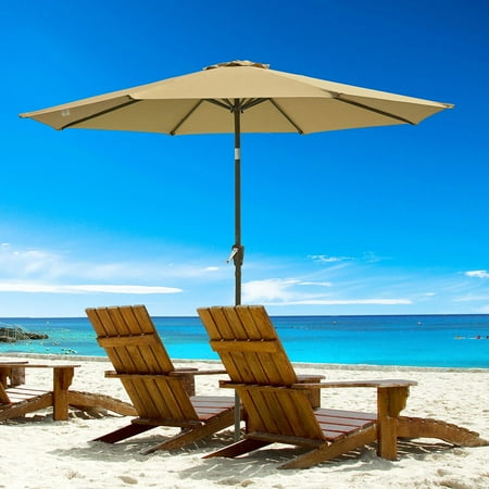 Faded Patio Umbrella Yescom 10' Aluminium Patio Market Umbrella 8 Ribs w/ Crank Tilt Outdoor Yard Beach Table Fade Resistant Color Opt ()
