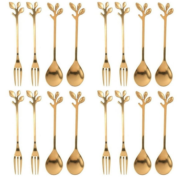Tableware Coffee Spoon Fork,16 Pack(8 Spoons 8 Forks) Little Espresso Spoon and Appetizer Dessert Forks Set