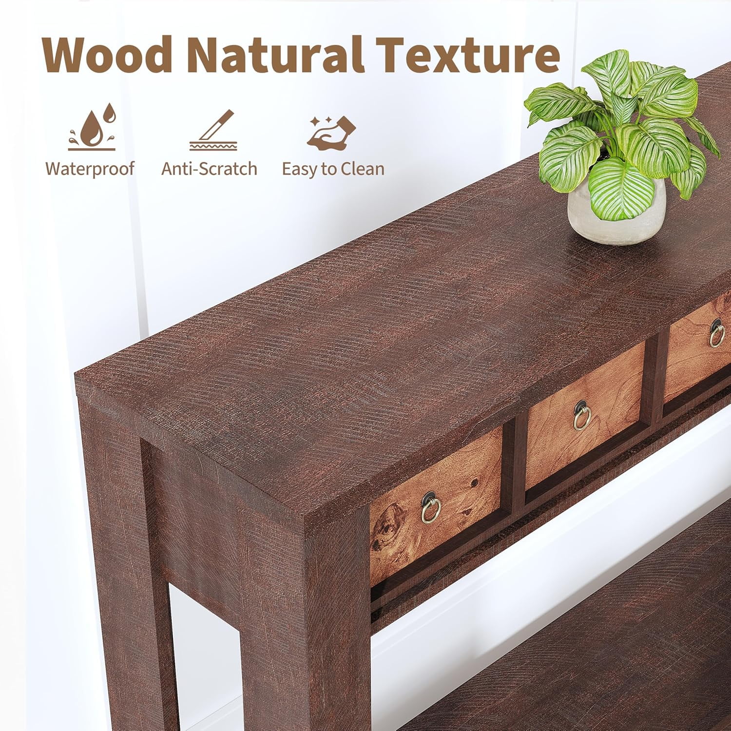 Entryway Table, 59" Console Table Narrow Sofa Table Behind Couch, Farmhouse Entry Table with 2 Drawers, 2-Tier Open Shelf Hallway Foyer Table, Reinforced l-Shape Legs, Color Blocking