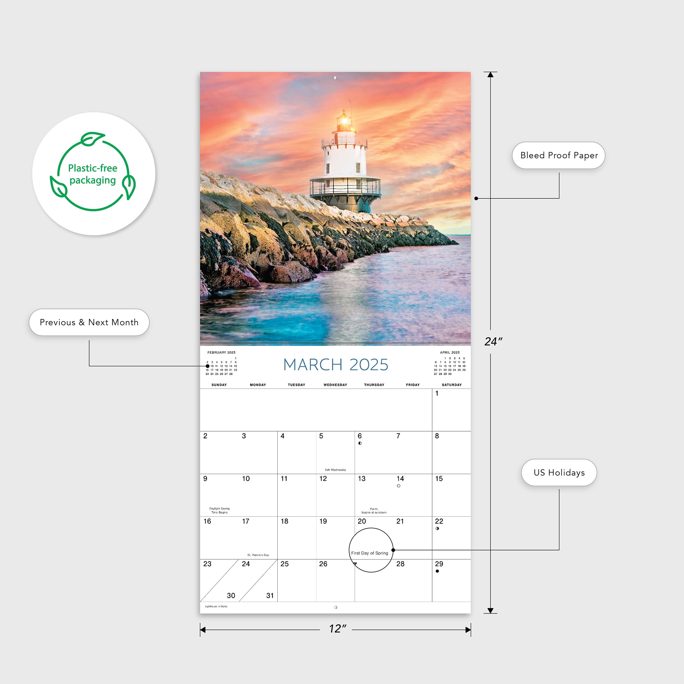 2025-12 Month Hanging Wall Calendar-America Beautiful -12x12 by Dayspring