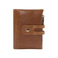 thumbnail image 1 of MasteelfCA Men Retro Casual Short Wallet Double Zipper Snap Closure Coin Purse Leather Pack Portable Bag (Light Brown), 1 of 7