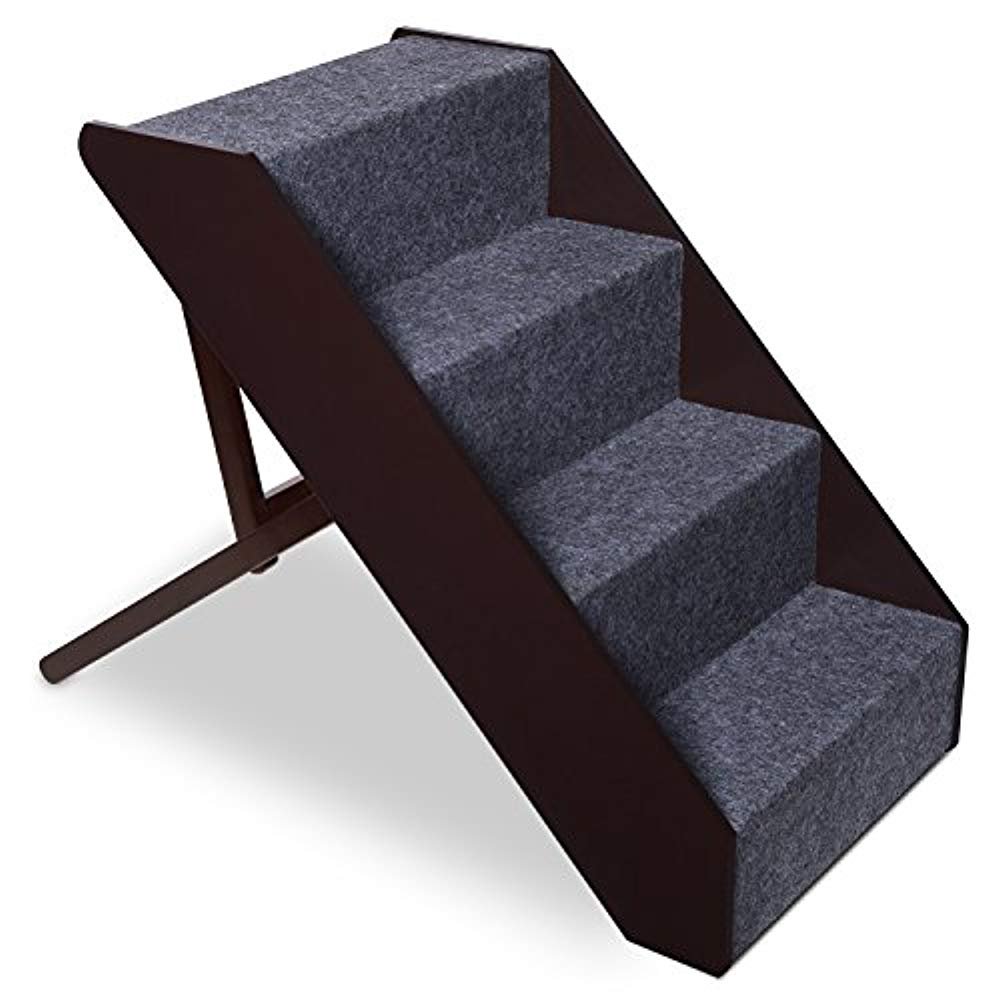 Arf Pets Wood Dog Stairs, 4 Levels Height Adjustment Wide Pet Steps for