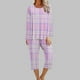 thumbnail image 1 of Puntoco Conjunto de capris de manga larga a cuadros con cuello redondo de dos piezas para mujer Puntoco Puntoco-790, 1 of 5