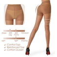 thumbnail image 3 of 3 Pairs Women's Sheer Tights - 20D Control Top Pantyhose with Reinforced Toes, 3 of 5