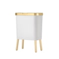 thumbnail image 2 of Naiovety Bote de basura de plástico ecológico: cesto de basura moderno, estrecho, conveniente y duradero para cocina Suministros de limpieza para el hogar Oro blanco (15L33.2*19.6*48.5cm, 2 of 6