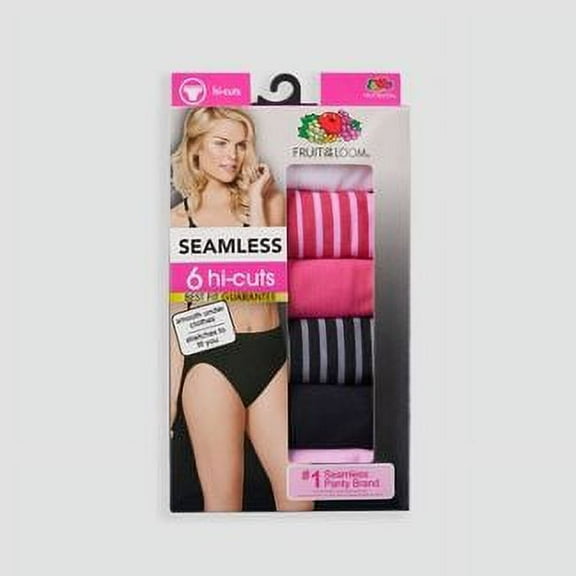 Fruit of the Loom Women's Seamless Hi-Cut 6pk Underwear - (Multicolor, Medium)