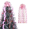 thumbnail image 3 of LoomJoyz 11 Inch Pink Glitter Christmas Tree Topper Bow - 3 Yards Ribbon Streamer Tails Holiday Decor, 3 of 9