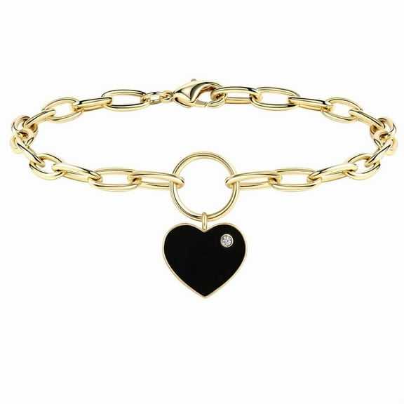 Alexcraft Heart Charm Bracelet for Women, 14K Gold Plated Adjustable Cable Link for Women Jewelry Gifts