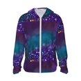 thumbnail image 1 of Fotbe Purple and Green Glitter Chaqueta con Protección Solar UPF 50+ para Hombre y Mujer, Camisa con Capucha y Bolsillos-3X-Large, 1 of 7