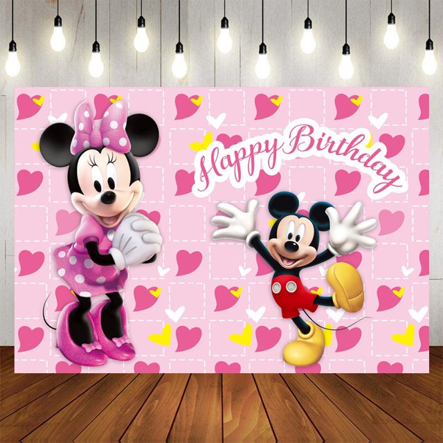 Disney Minnie Mickey Mickey Mouse Custom Background Wedding Decoration Party Backdrops Children's Birthday Decorations Photozone120x80cm&Other Gao Jinjia LED