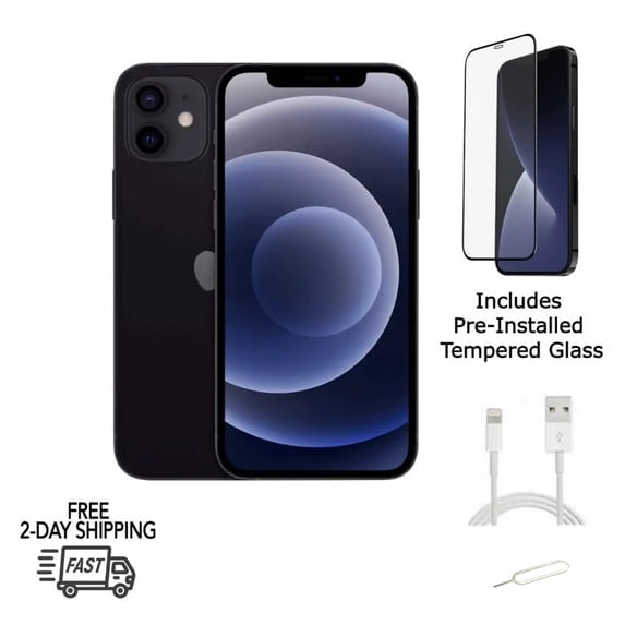 Restored Unlocked, Apple iPhone 12 Mini 256GB (A2176) 2227 mAh 4 GB RAM, iOS 15.4Wireless Charging","Water-Resistant","Voice-Activated" Black