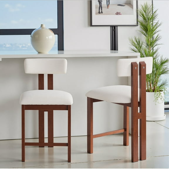 Dining Chairs 26.5'' Stylish Round Stools with Low Back - Comfortable Upholstered Seat & Black Metal Frame for Kitchen & Dining,Dining Room Seating