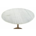 thumbnail image 3 of Modern White Marble and Burnished Gold Pedestal Bistro Table, 3 of 5