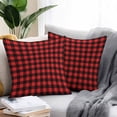 thumbnail image 2 of Throw Pillow Covers 26x26 Inch Set of 2, Black Red Plaid Waterproof Outdoor Pillow Covers, Vintage Rustic Buffalo Checked Gingham Decorative Cushion Pillowcases for Couch, Sofa, Bed, Garden, Patio, 2 of 9