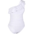 thumbnail image 2 of Women's One Piece Swimsuits One Shoulder Swimwear Asymmetric Ruffle Bathing Suits White, 2 of 5