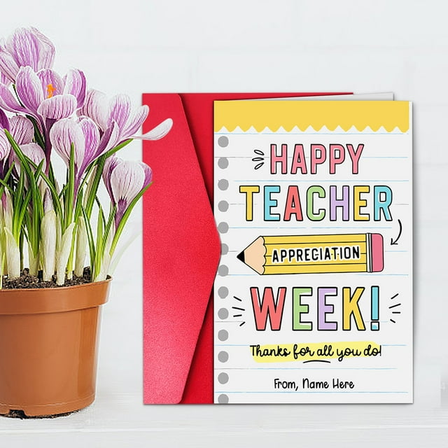 Greeting Card Teacher Appreciation Card Bulk for Teacher's Day - Thank You Note for Dedication and