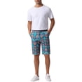 thumbnail image 2 of INSPIRE CHIC Graphic Printed Shorts for Mens Summer Retro Flat Front Boho Floral Shorts 32 Blue, 2 of 5