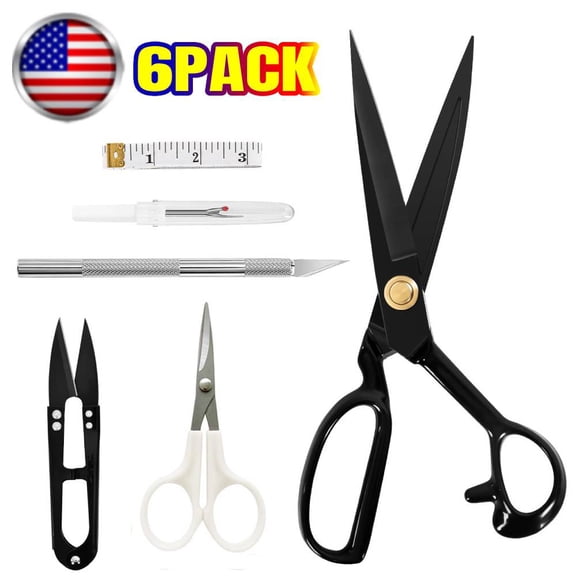 6 Pieces Professional Tailor Scissors, 9 Inch Fabric Scissors Heavy Duty, Sharp Sewing Shears for Cutting Fabric, Leather, Home, Office, Artists, Dressmakers