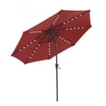 thumbnail image 1 of 9-Foot Outdoor Patio Market Umbrella with Solar LED Lights, Crank and Push Button Tilt - Backyard, Garden, Pool and Deck Shade - Aluminum Pole and Polyester Canopy - Red, 1 of 9