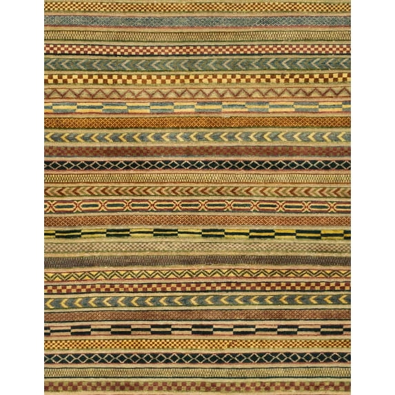 Ahgly Company Machine Washable Indoor Rectangle Abstract Gold Area Rugs, 7' x 10'